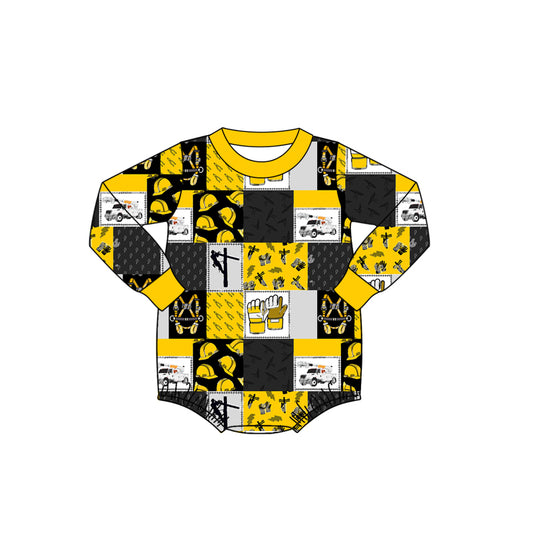 (Pre-order)LR1551 Worker Yellow Print Baby Boys Fall Romper