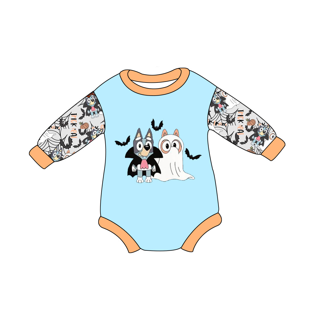 (Pre-order)LR1631 Cartoon Dog Ghost Print Baby Halloween Romper