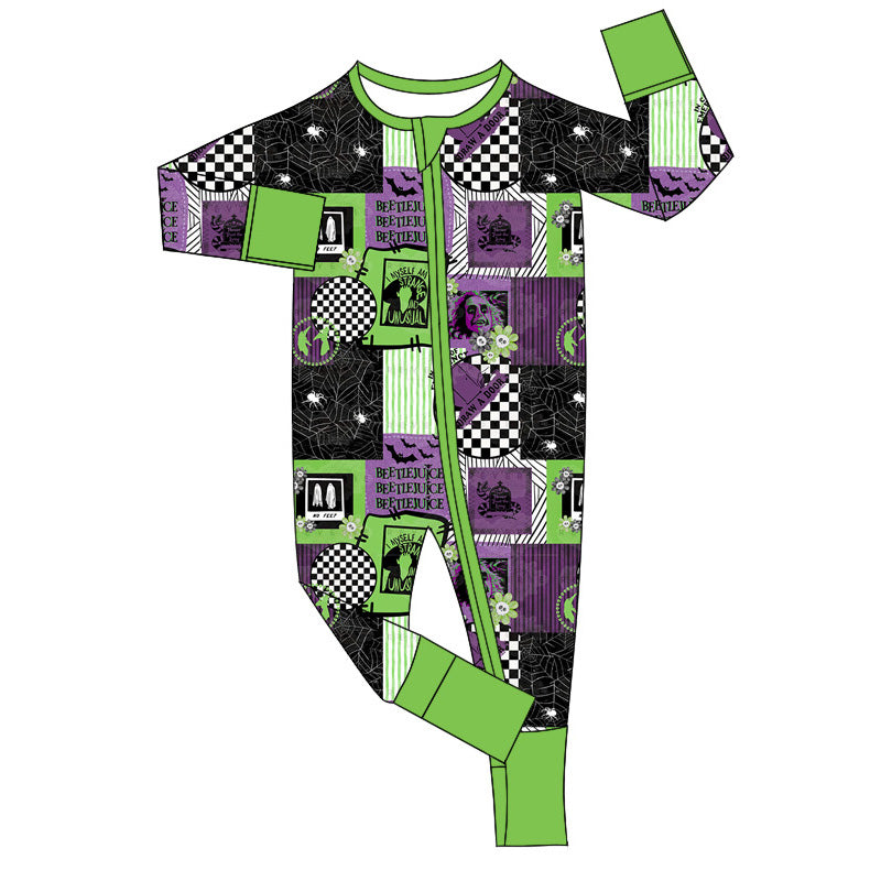 (Pre-order)LR1649 Movie Character Print Baby Halloween Sleeper Zipper Romper