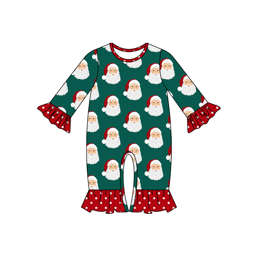 (Pre-order)LR1660 Santa Print Baby Girls Christmas Romper