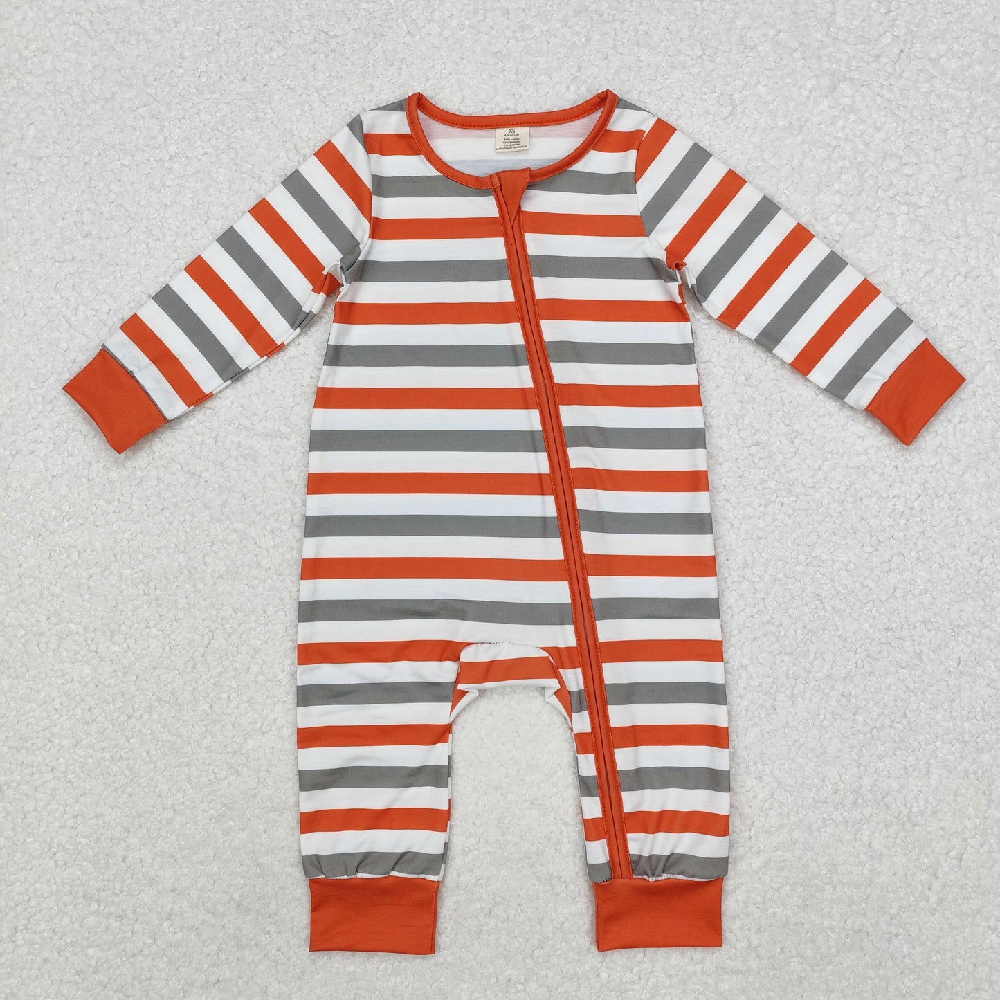 LR1732 Stripes Print Baby Bamboo Sleeper Zipper Romper