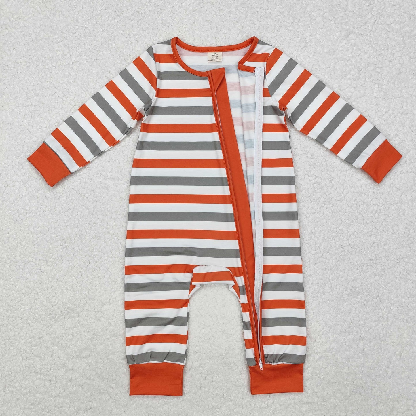 LR1732 Stripes Print Baby Bamboo Sleeper Zipper Romper