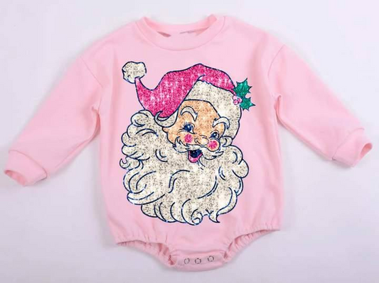 (Pre-order)LR1819 Santa Print Baby Girls Christmas Romper