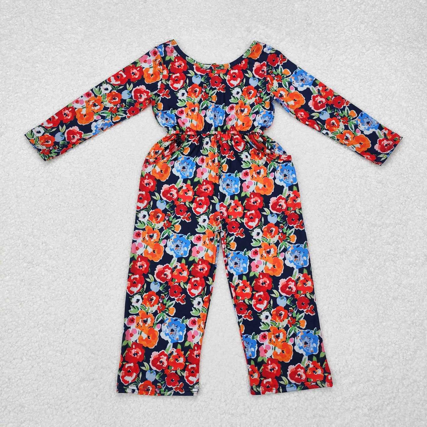 7 Colorful Print Girls Fall Pockets Jumpsuits