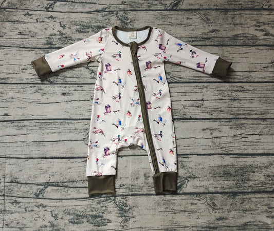 (Pre-order)LR1880 Duck Print Baby Fall Sleeper Zipper Romper