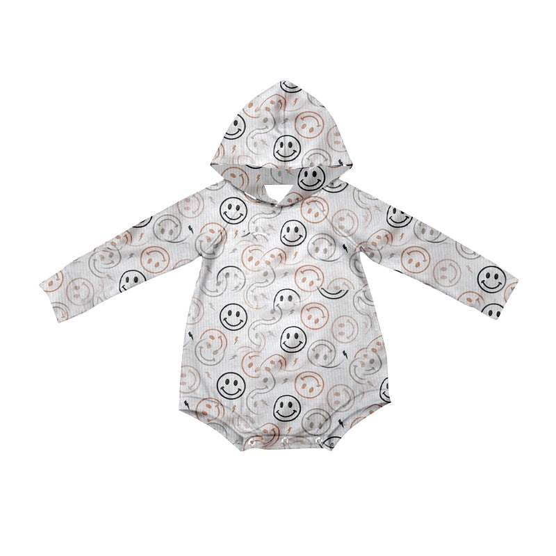 (Pre-order)LR1882 Smilng Face Print Baby Fall Hoodie Romper