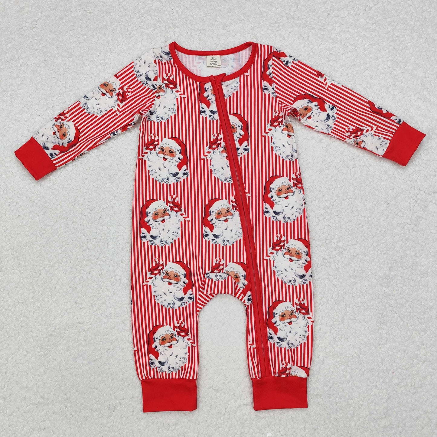 Santa Red Stripes Print Family Christmas Pajamas Matching Clothes