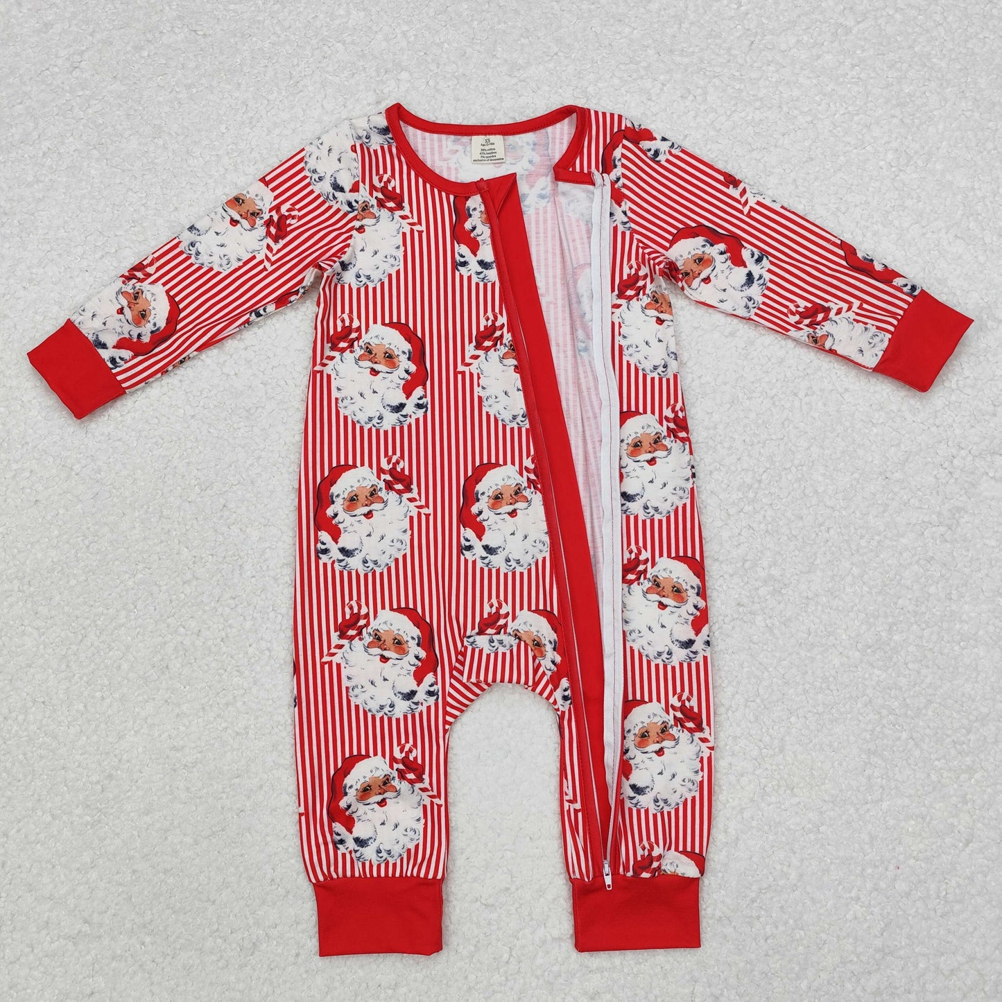 Santa Red Stripes Print Family Christmas Pajamas Matching Clothes