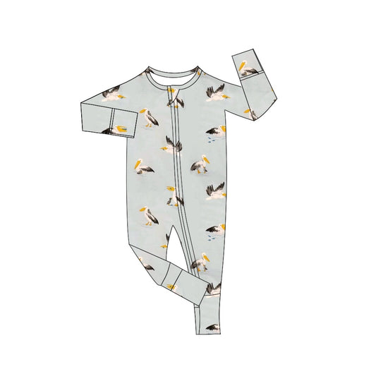 (Pre-order)LR1942 Cormorant Print Baby Boys Sleeper Zipper Romper