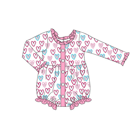 (Pre-order)LR1954 Heart Print Baby Girls Valentine's Day Romper