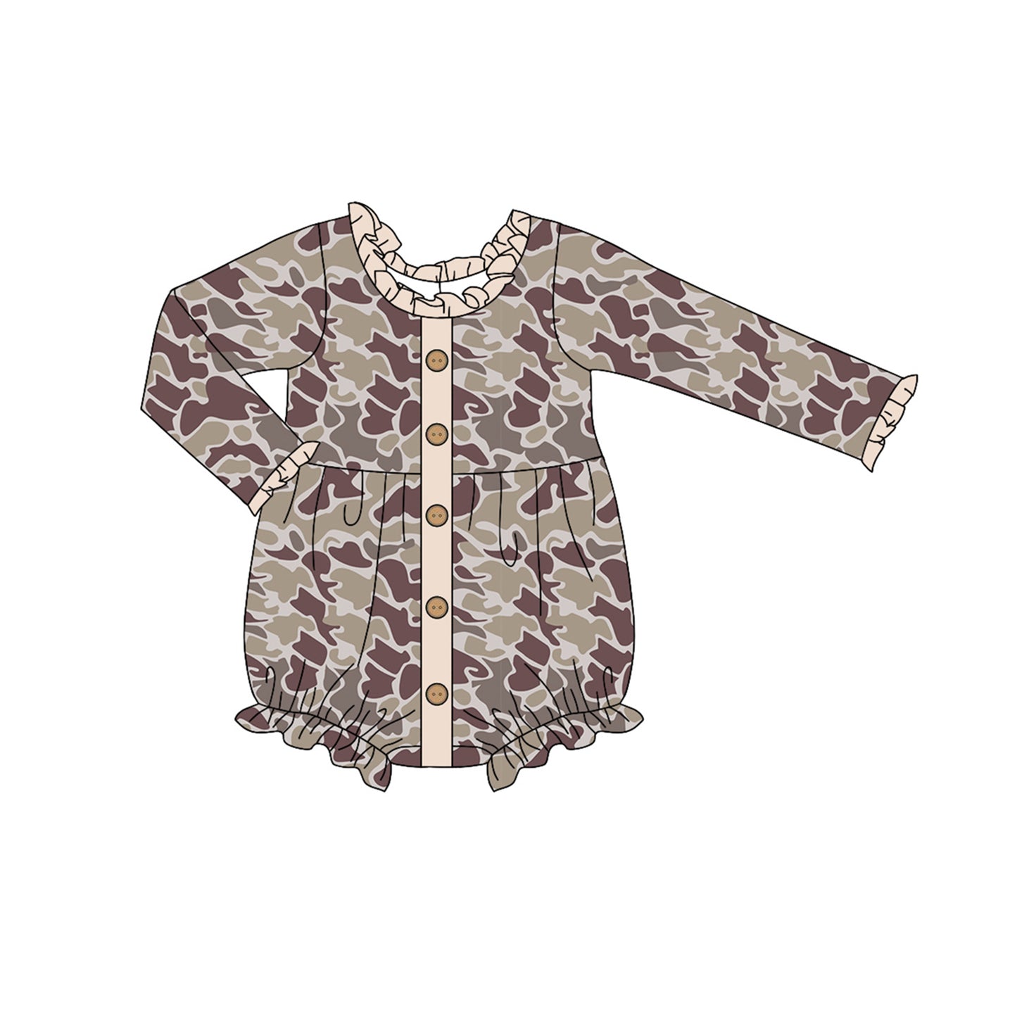 (Pre-order)LR1978 Camo Print Baby Girls Fall Romper