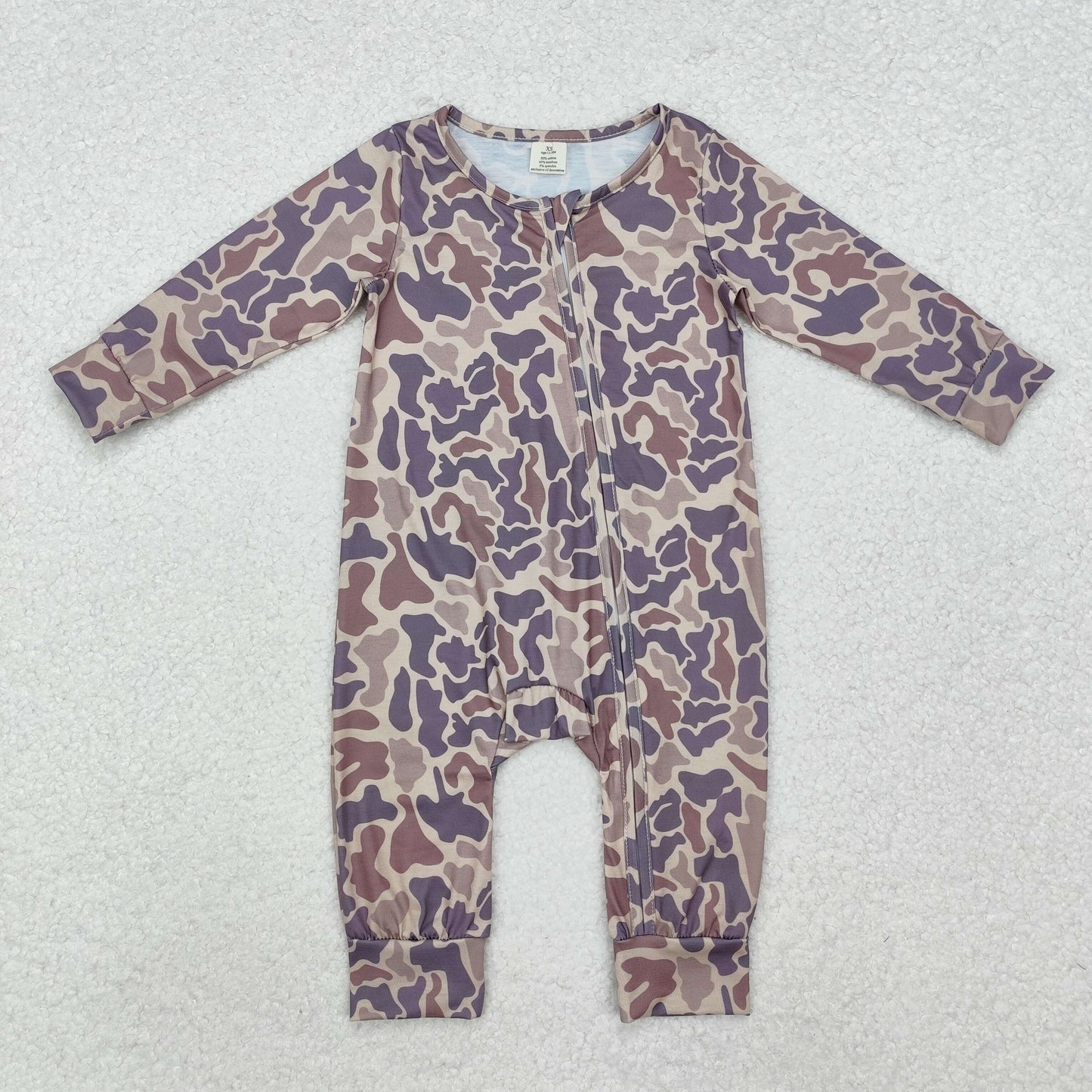 LR2050 Camo Print Baby Fall Bamboo Sleeper Zipper Romper