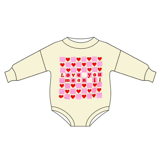(Pre-order)LR2102 LOVE YOU Heart Print Baby Girls Valentine's Day Romper