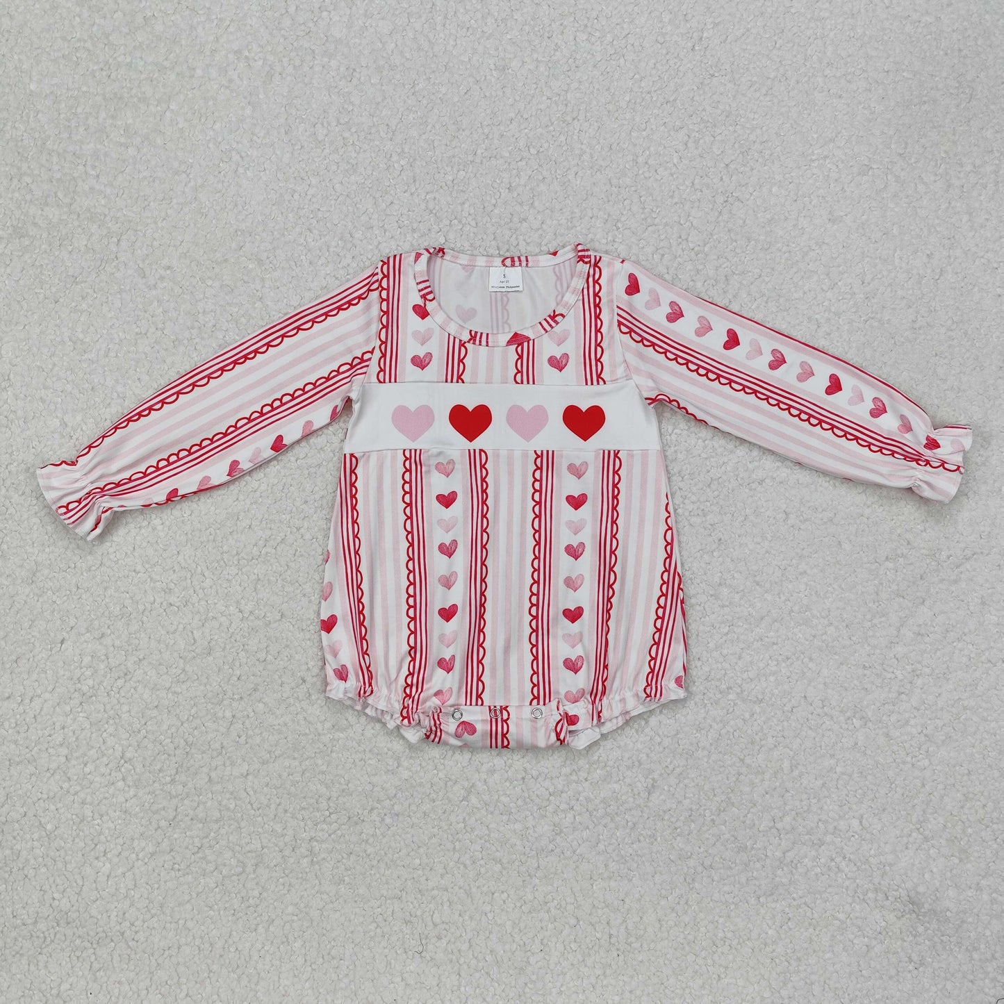 LR2134 Heart Print Baby Girls Valentine's Day Romper