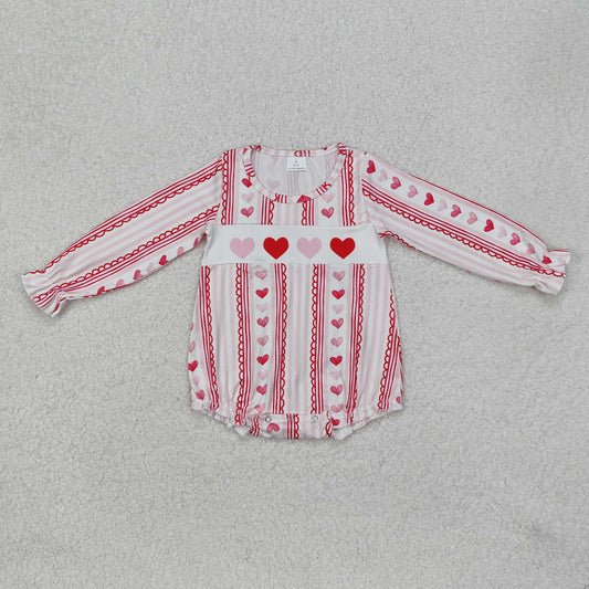 LR2134 Heart Print Baby Girls Valentine's Day Romper