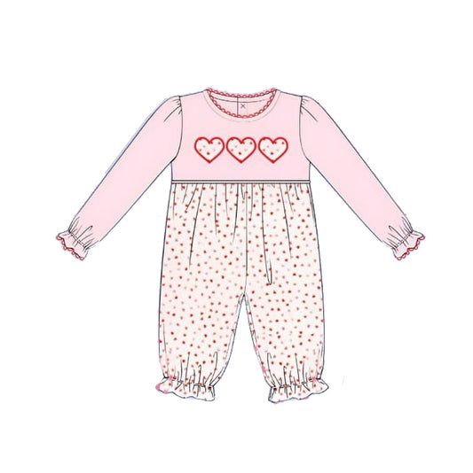 (Pre-order)LR2135 Heart Pink Print Baby Girls Valentine's Day Romper