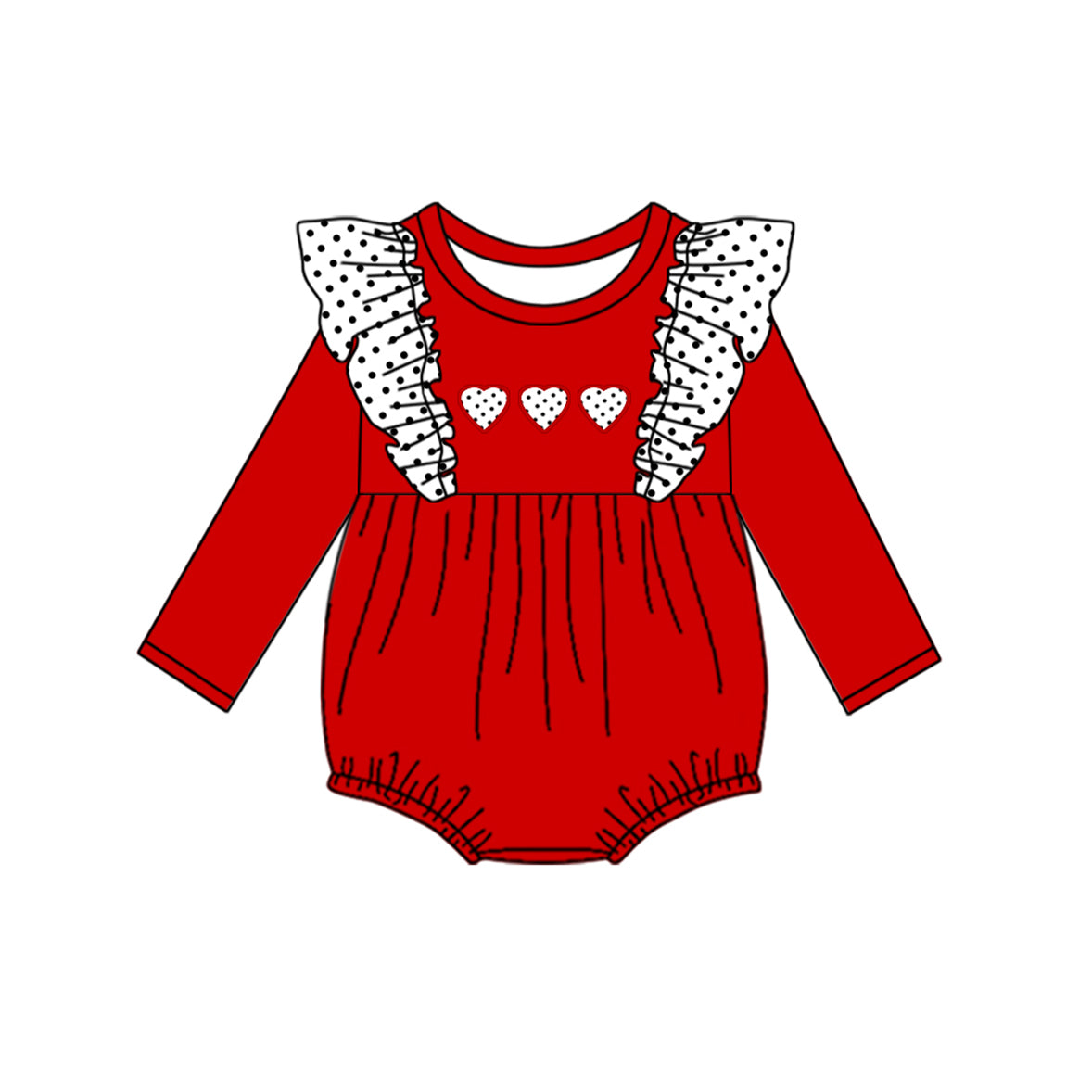 (Pre-order)LR2147 Heart Red Print Baby Girls Valentine's Day Romper