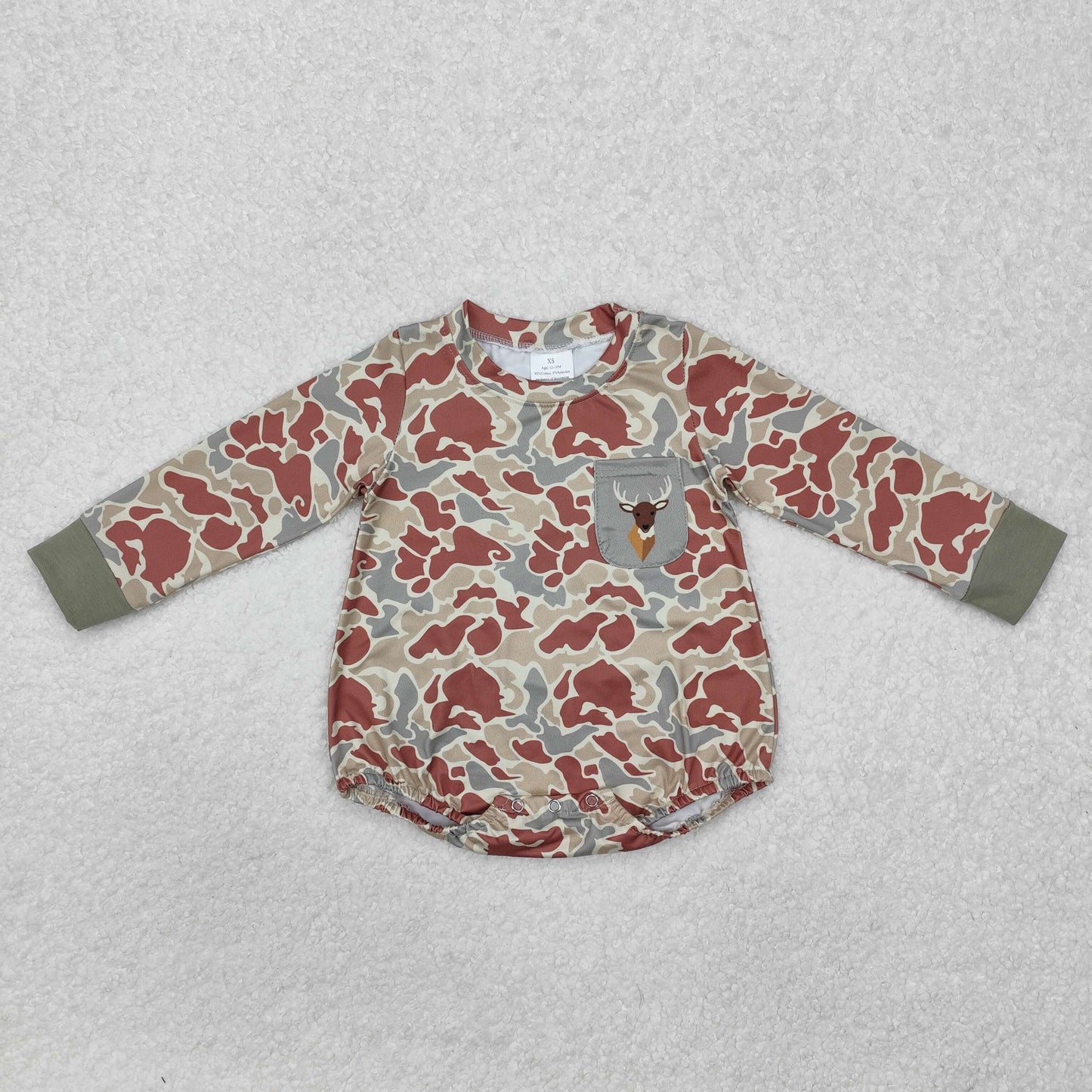 Camo Duck Print Pocket Baby Boys Fall Romper