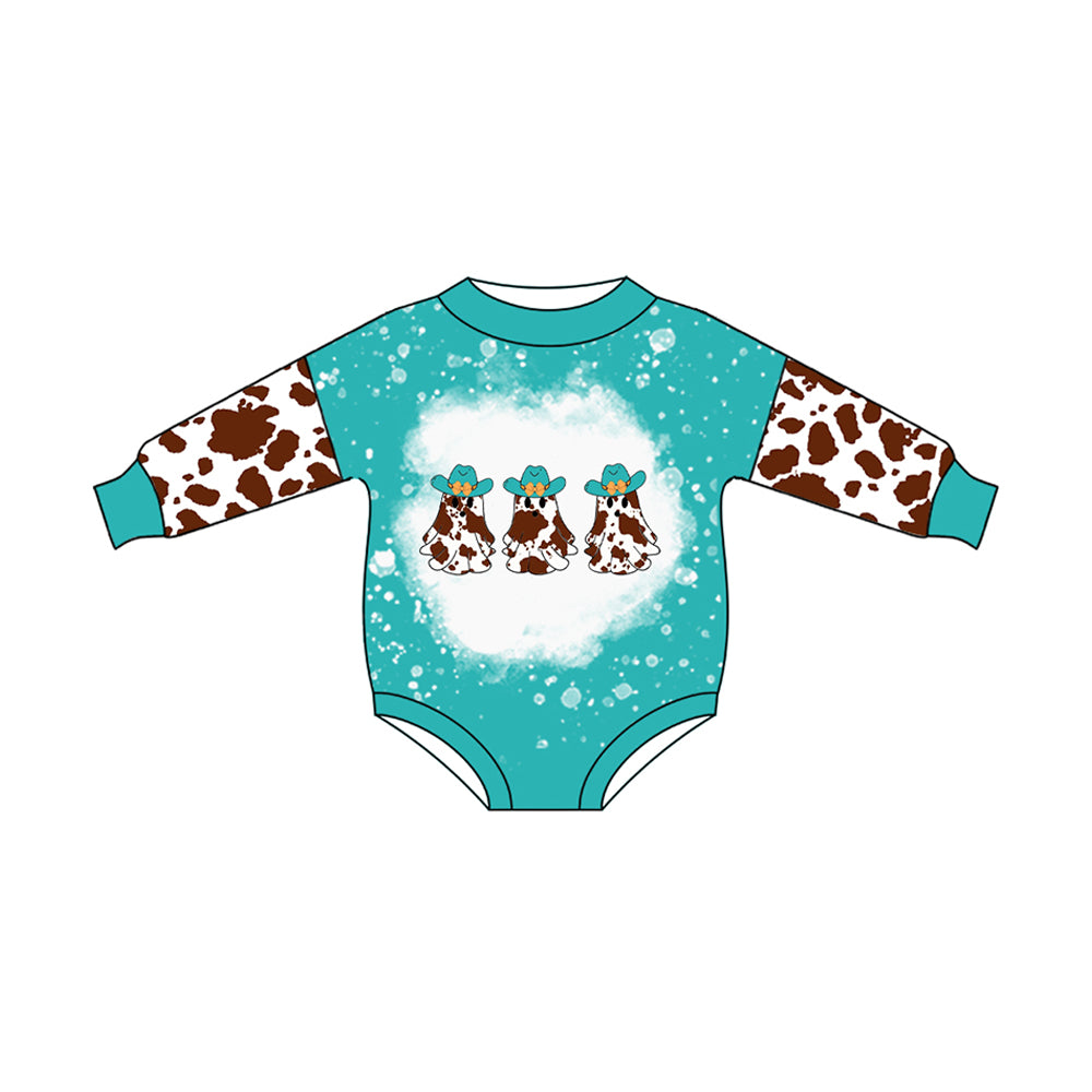 (Pre-order)LR2191 Ghost Cowboy Print Baby Halloween Romper