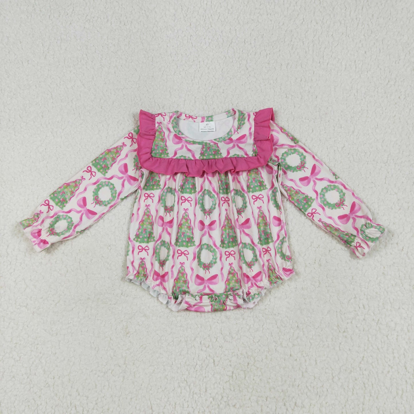 Bows Holly Print Girls Christmas Clothes Sisters Matching Wear