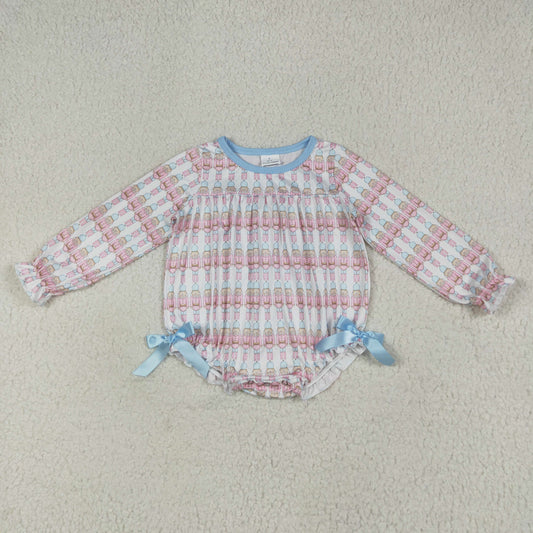 LR2298 Nutcracke* Soldier Print Baby Girls Christmas Bubble Romper