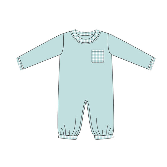 (Pre-order)LR2309 Blue Pocket Baby Boys Fall Romper
