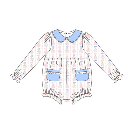 (Pre-order)LR2323 Lights Bows Baby Girls Christmas Romper