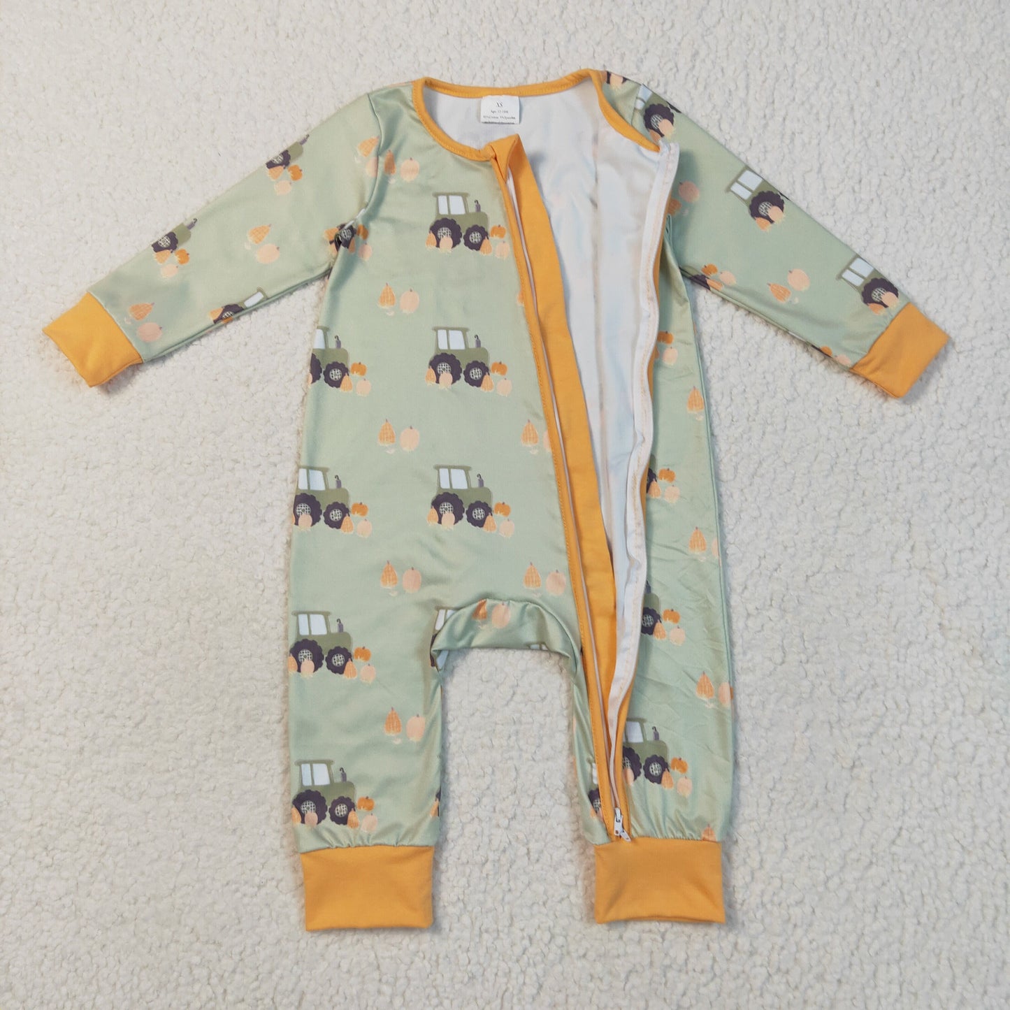 Tractors Pumpkin Print Kids Fall Pajamas Matching Clothes Sibling Wear
