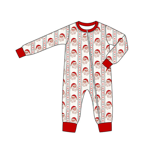 (Pre-order)LR2342 Santa Print Baby Christmas Zipper Sleeper Romper