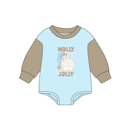 (Pre-order)LR2376 HOLLY JOLLY Santa Print Baby Christmas Romper