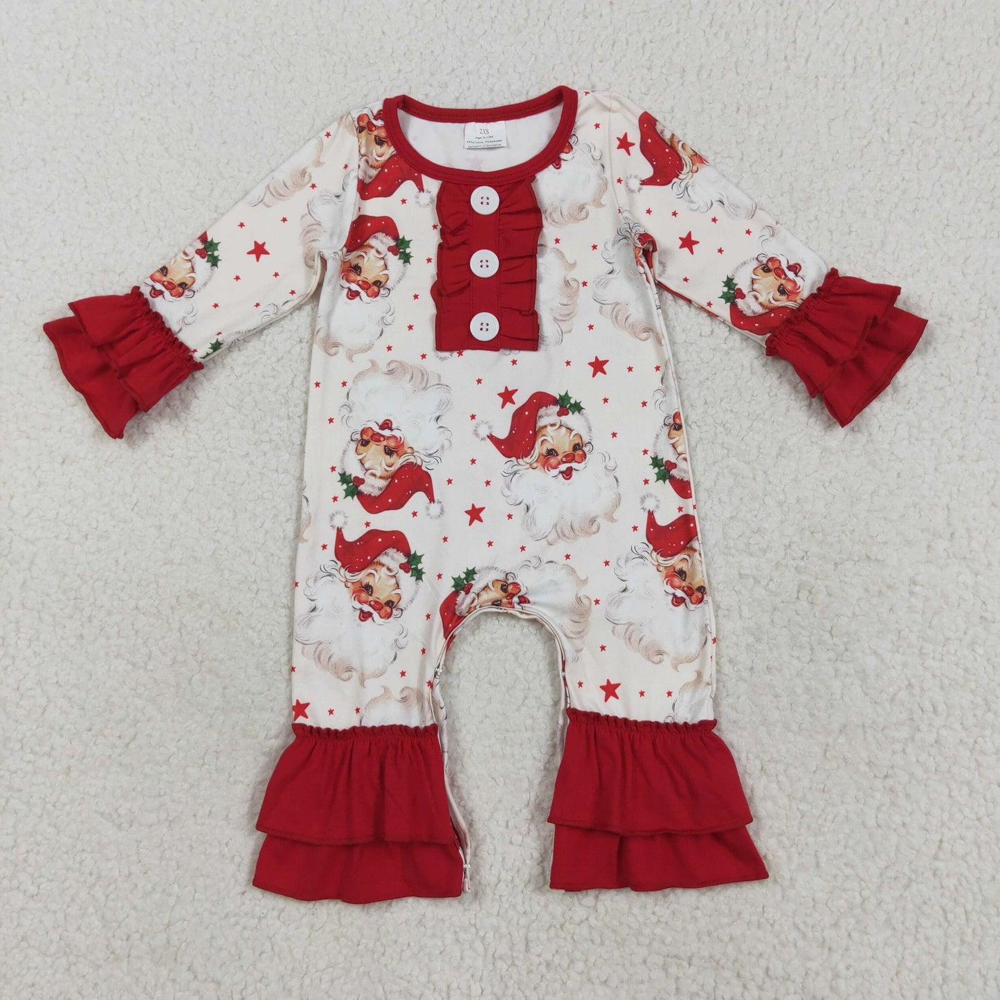 Santa Stars Print Girls Christmas Clothes Sisters Matching Wear