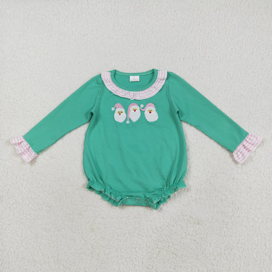 LR2411 Santa Embroidery Baby Girls Christmas Bubble Romper