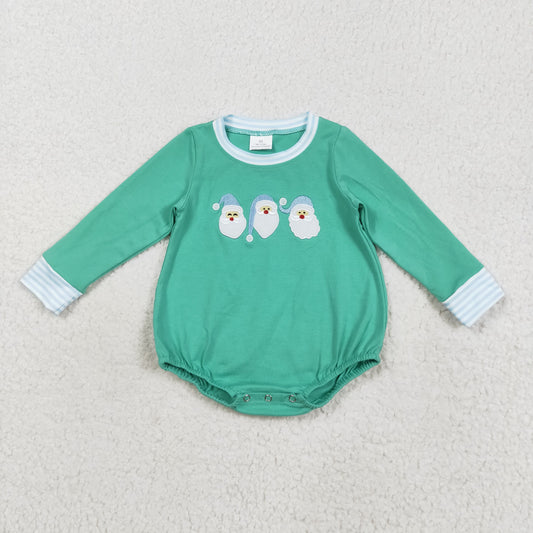 LR2412 Santa Embroidery Baby Boys Christmas Bubble Romper
