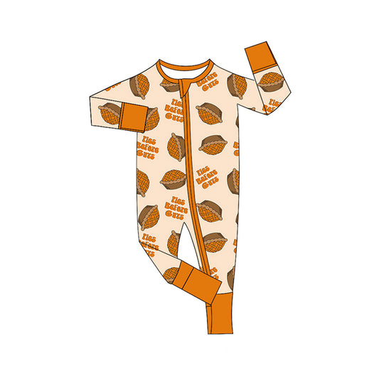 (Pre-order)LR2433  Pie Print Baby Thanksgiving Zipper Sleeper Romper
