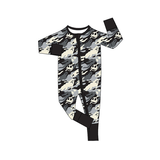 (Pre-order)LR2434  Cartoon Movie Characters Camo Print Baby Boys Halloween Zipper Sleeper Romper