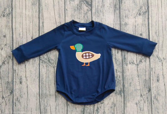 (Pre-order)LR2436 Duck Navy Print Baby Fall Bubble Romper