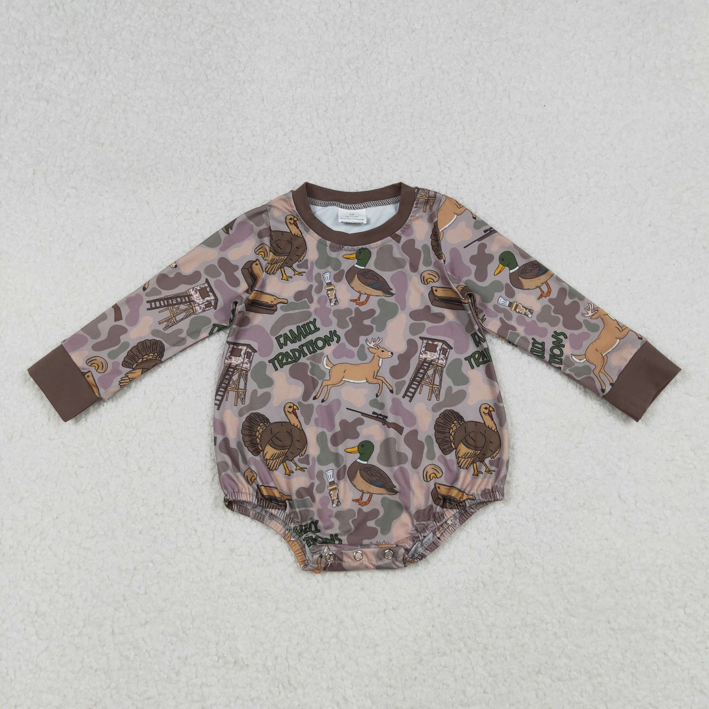 Camo Duck Hunting Print Baby Fall Romper Sibling Wear