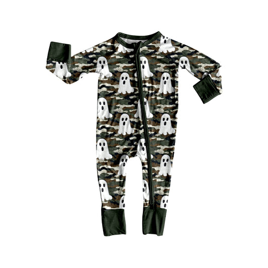 (Pre-order)LR2455  Spooky Camo Print Baby Boys Halloween Zipper Sleeper Romper