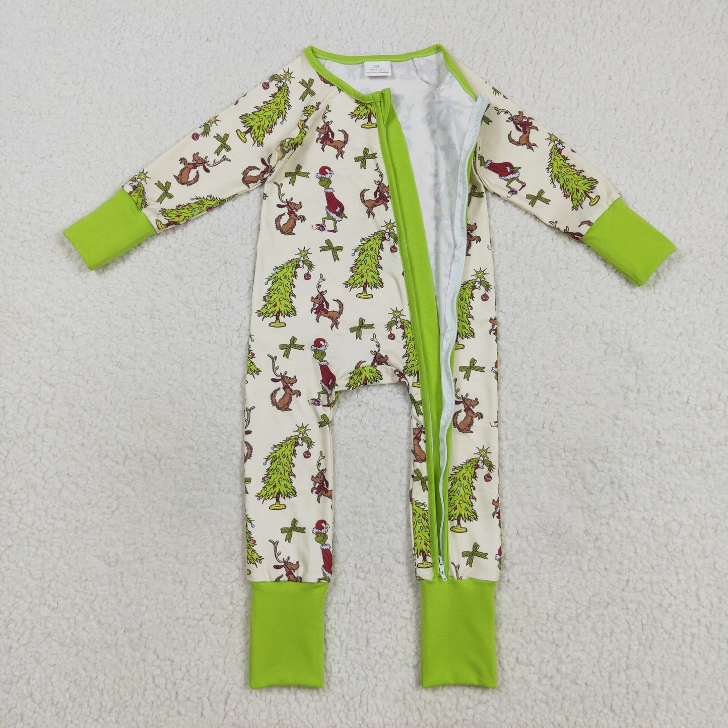 Green Frog Print Girls Christmas Pajamas Matching Clothes