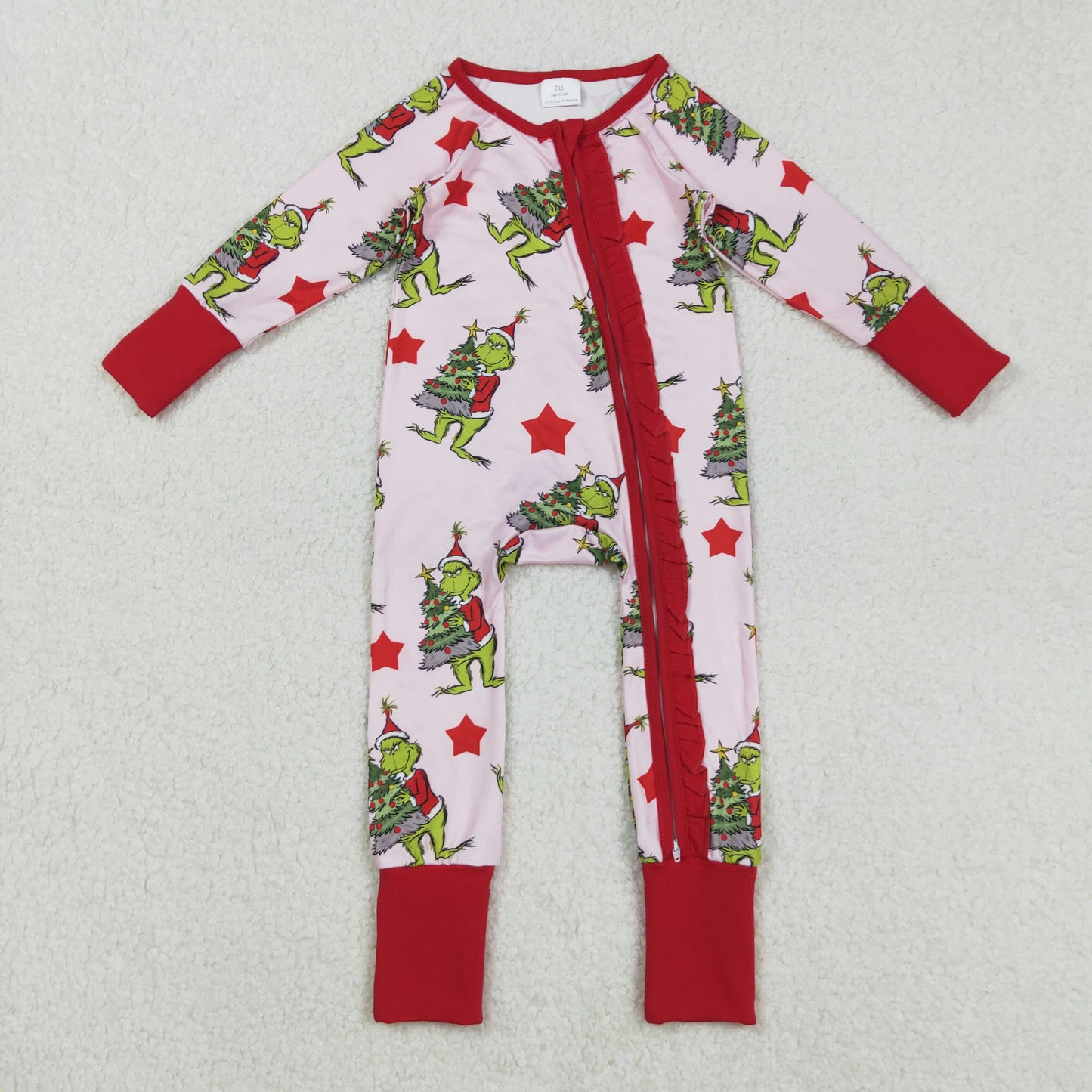 Green Frog Stars Print Girls Christmas Clothes Sisters Matching Wear
