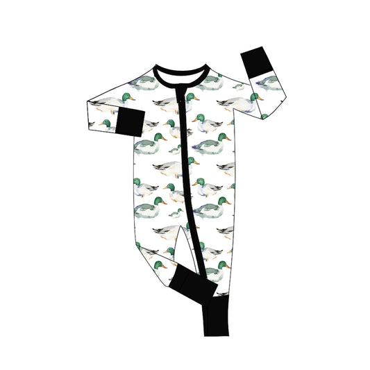 (Pre-order)LR2499 Duck Print Baby Boys Fall Zipper Sleeper Romper