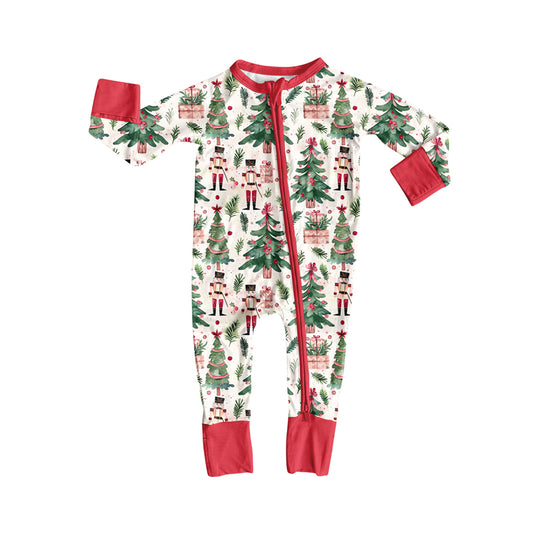 (Pre-order)LR2507 Cartoon Nutcracke* Print Baby Boys Christmas Zipper Sleeper Romper