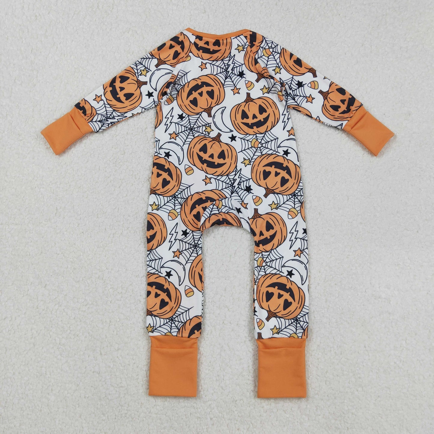 Pumpkin Candy Web Print Kids Halloween Clothes Sibling Matching Wear