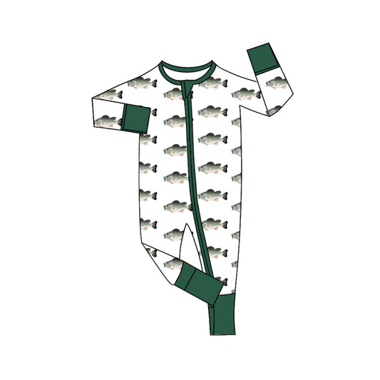 (Pre-order)LR2531 Fish Print Baby Boys Fall Zipper Sleeper Romper