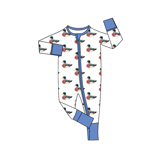 (Pre-order)LR2533 Wild Duck Print Baby Boys Fall Zipper Sleeper Romper
