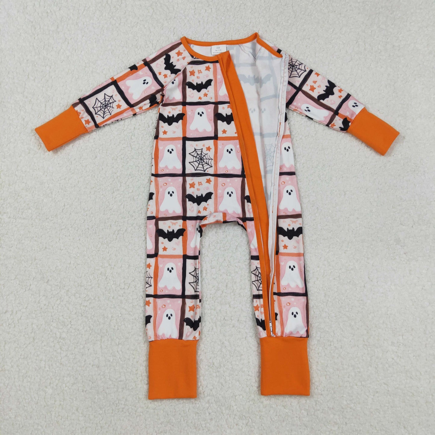 Spooky Bat Plaid Print Kids Halloween Pajamas Matching Clothes