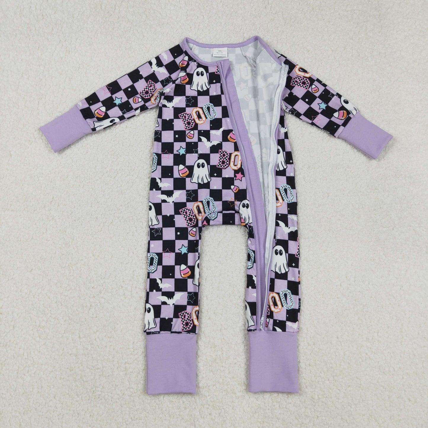 BOO Spooky Candy Plaid Print Girls Halloween Pajamas Matching Clothes Sisters Wear