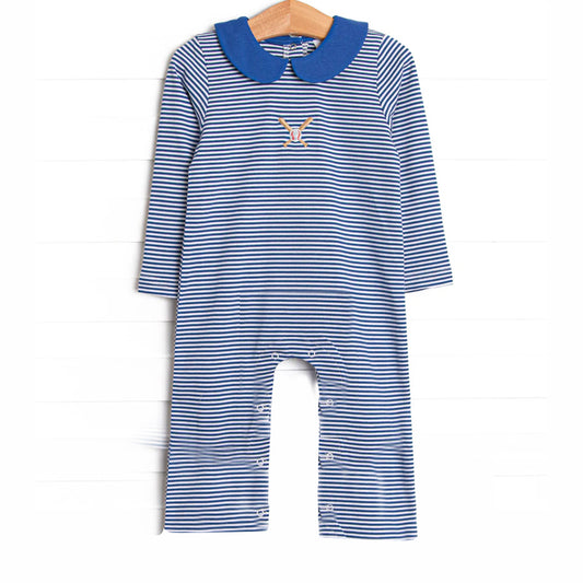 (Pre-order)LR2558 Baseball Stripes Print Baby Boys Fall Romper