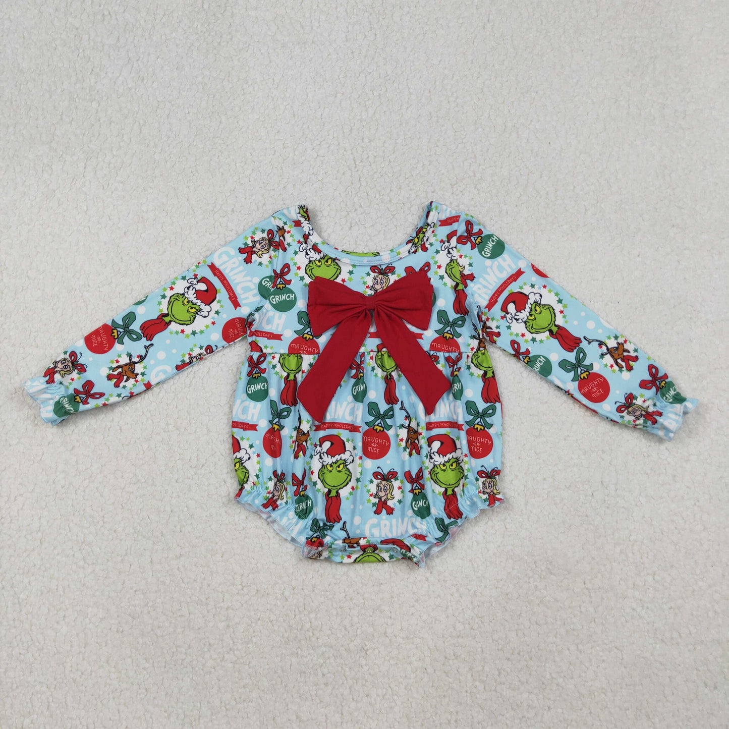 Green Frog Blue Print Girls Christmas Clothes Sisters Matching Wear