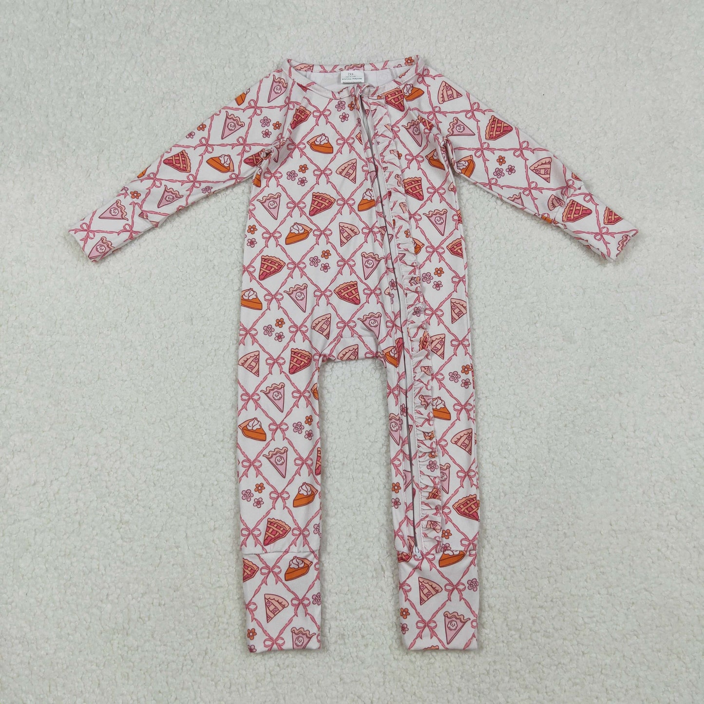 Pie Flowers Bows Girls Thanksgiving Pajamas Clothes Sisters Matching Wear